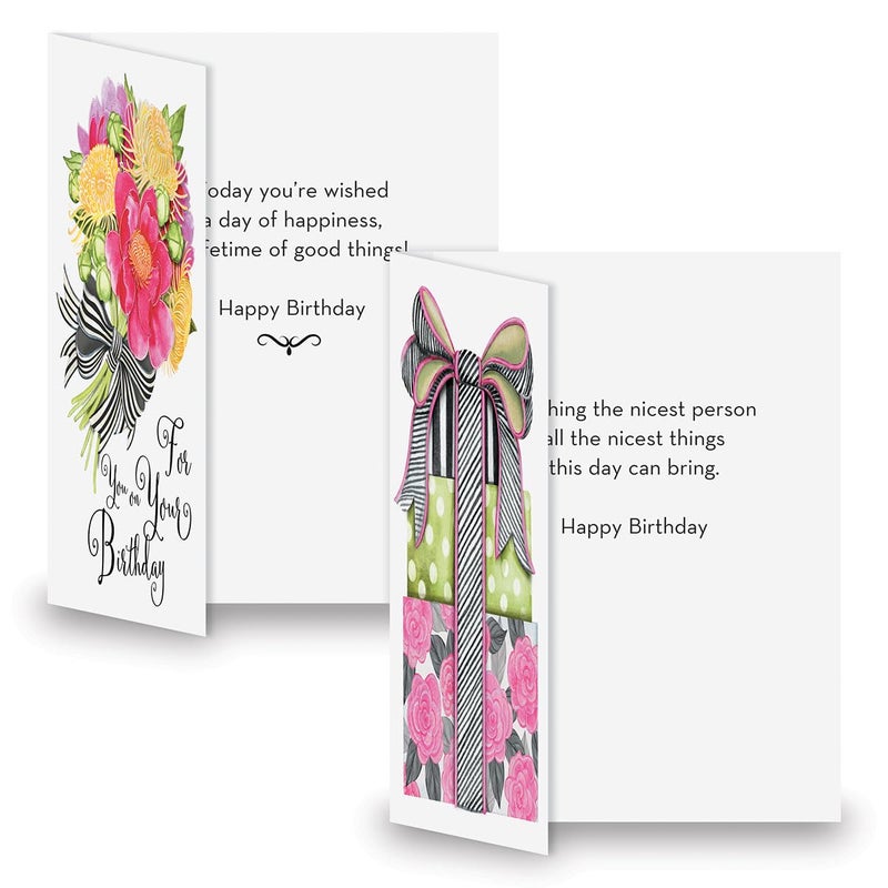 Current Striped Celebration Birthday Cards - Set of 8 (4 designs), Large 5" x 7" Birthday Cards, Sentiments Inside, Envelopes Included - Image 3